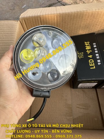 Đèn led trợ sáng 9 bóng tròn cho ô tô, máy xúc, máy công trình