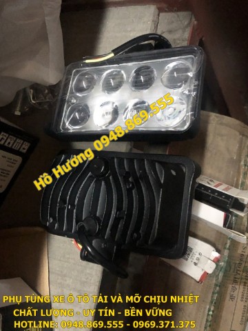 Đèn led trợ sáng vuông 8 bóng tròn cho ô tô, máy xúc, máy công trình